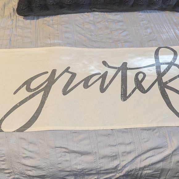 Be Grateful Long Table Runner Everyday Holiday Thanksgiving Urban Farmhouse Gray - Picture 7 of 10